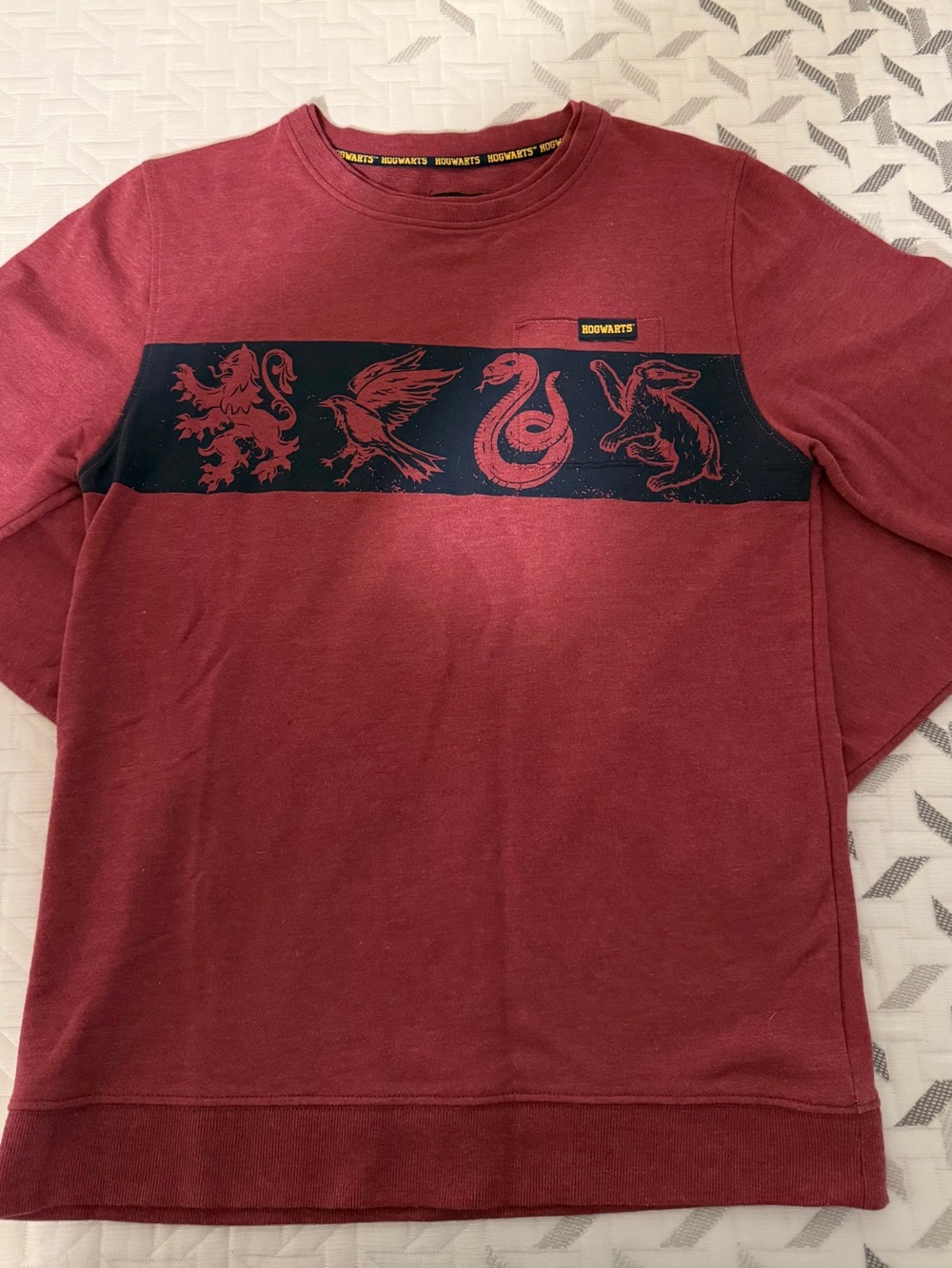 Harry Potter Burgundy Crewneck Sweatshirt Soft Lightweight Terry